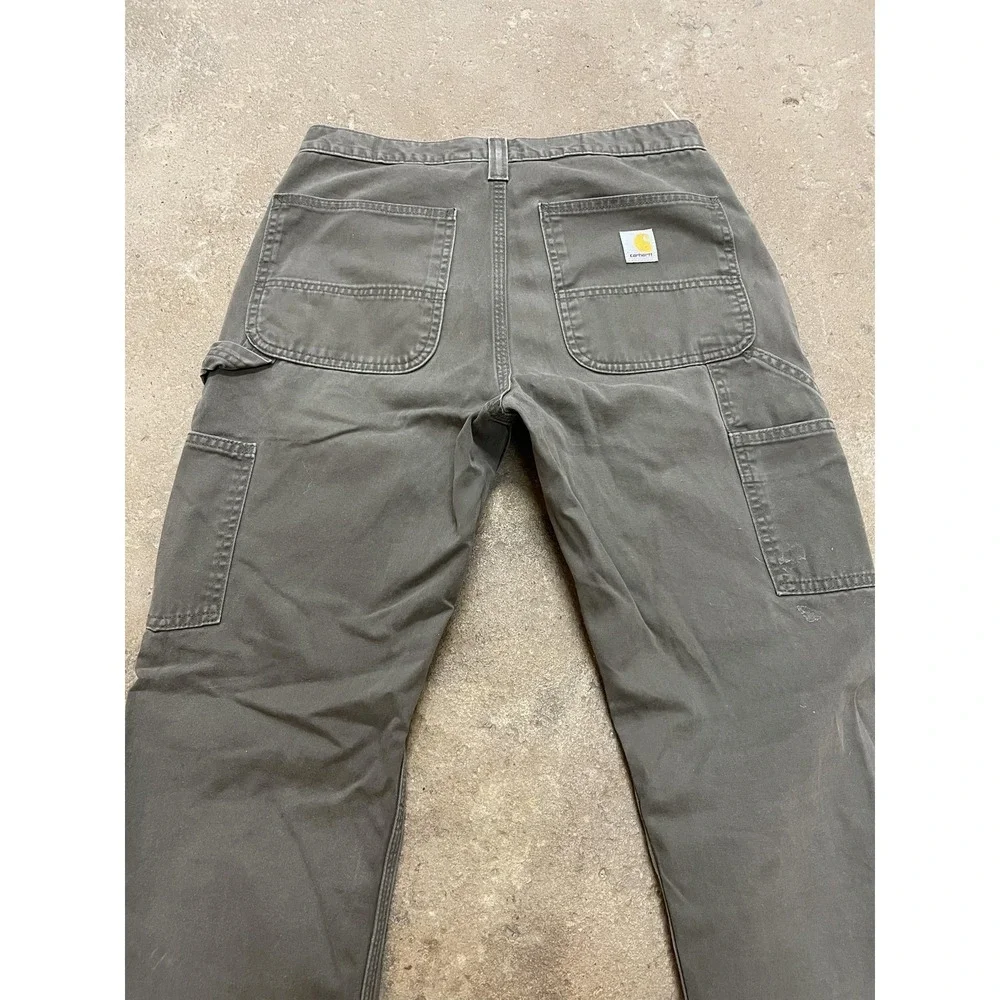 Carhartt Pants Mens 31x32 Gray Relaxed Fit Canvas Carpenter Work B324‎ DFE